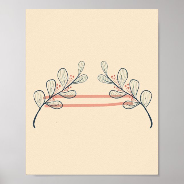 Minimalistischer Boho-Botanik-Zweigposter | Neutra Poster (Vorne)