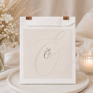 Minimalistischer Boho-Kakao-Braun-Monogramm-Hochze Geschenktütchen