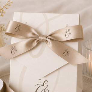 Minimalistischer Boho-Kakao-Braun-Monogramm-Satin- Satinband