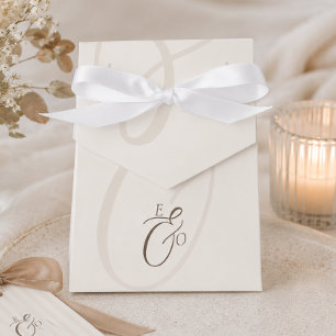 Minimalistischer Boho-Kakaobraun-Monogramm-Hochzei Geschenkschachtel