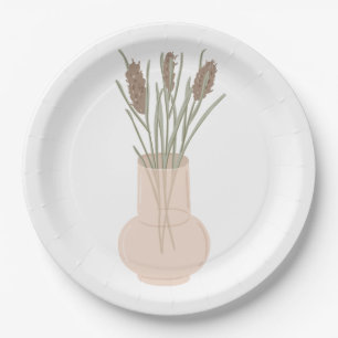 Minimalistischer Boho-Lavendel in Glasvase Pappteller