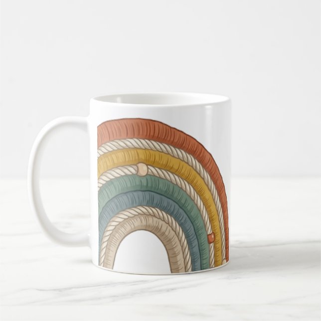 Minimalistischer Boho-Makramee-Regenbogen Kaffeetasse (Links)