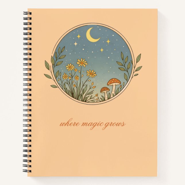 Minimalistischer Boho-Mond-Design Notizbuch (Vorderseite)
