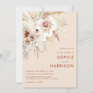 Minimalistischer Boho Pampas-Grass auf einer Hochz Einladung