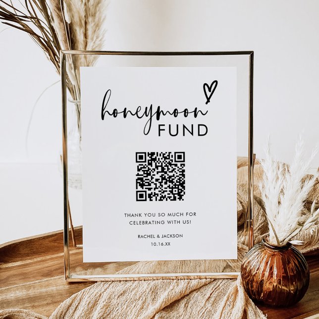 Minimalistischer Boho Qr Code Honeymoon Fund Poster (Von Creator hochgeladen)