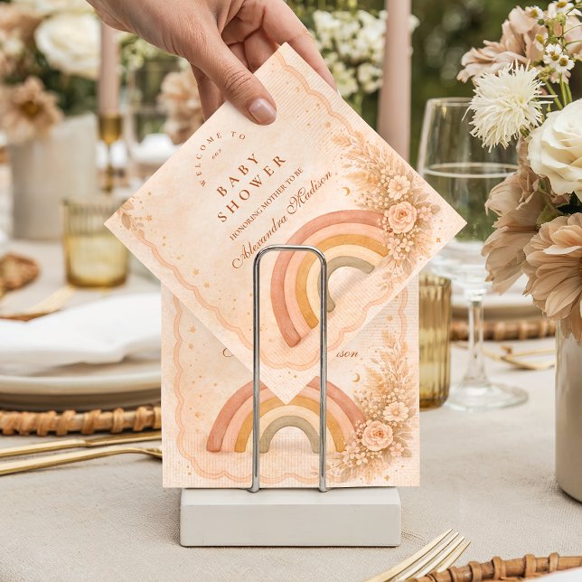 Minimalistischer Boho-Regenbogen-Baby-Empfang Serviette (Von Creator hochgeladen)