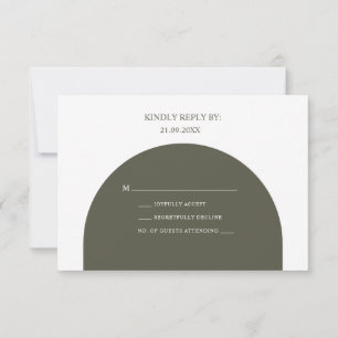 Minimalistischer Boho Retro Salbei Grünes Torbogen RSVP Karte