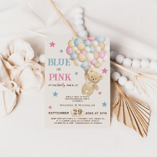 Minimalistischer Boho Rosa Blau Bär Geschlecht Ent Einladung