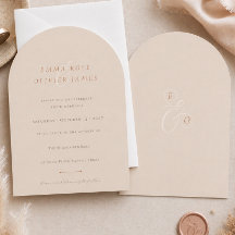 Minimalistischer Boho-Sand-Kupfer-Schrift Hochzeit