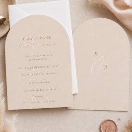 Minimalistischer Boho-Sand-Kupfer-Schrift Hochzeit Einladung