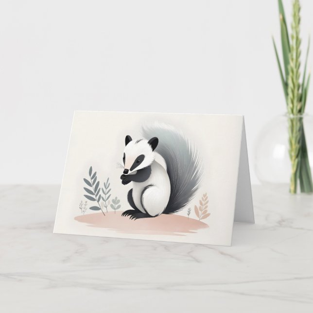 Minimalistischer Boho Sweet Skunk in der Woods Bla Karte (Vorderseite)