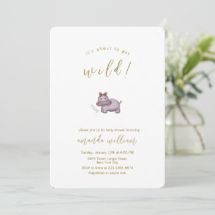 Minimalistischer Boho-Wild-Safari-Flusspferd-Baby- Einladung