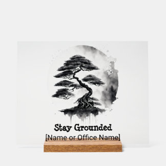 Minimalistischer Bonsai-Baum-Zen-Schreibtisch-Schi Acrylschild