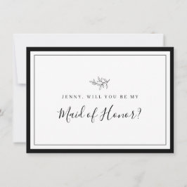 Minimalistischer Border Leaf Bridesmaid-Vorschlags Dankeskarte