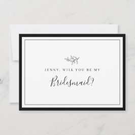 Minimalistischer Border Leaf Bridesmaid-Vorschlags Dankeskarte