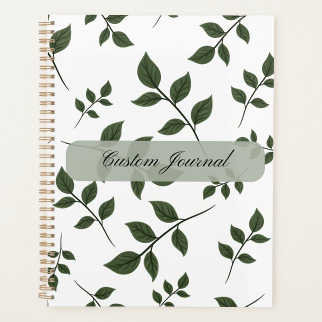 Minimalistischer Botanischer Blätter Personalisier Planer (Vorderseite)
