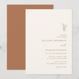 Minimalistischer botanischer Burnt Orange Wedding  Einladung