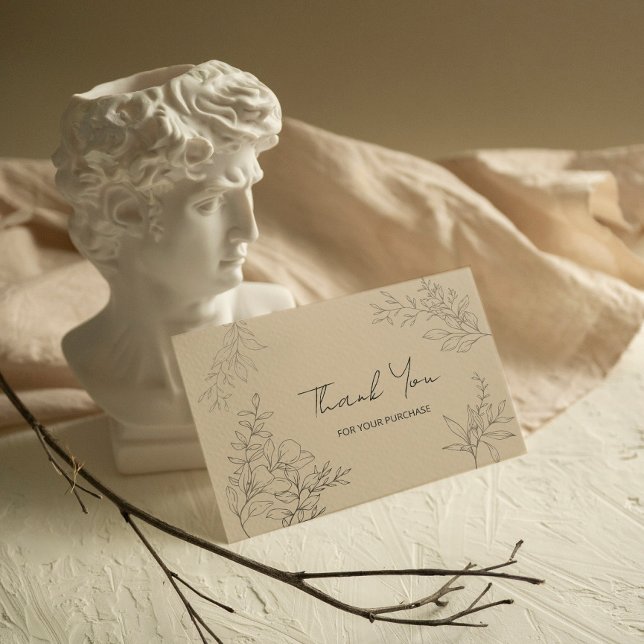 Minimalistischer botanischer Dank Mitteilungskarte (Minimalist Botanical Thank You for Purchase card for your small business)