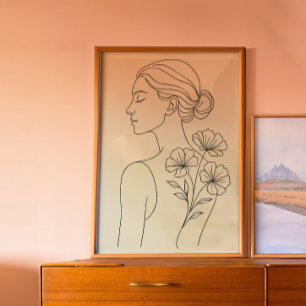 Minimalistischer Botanischer Frauenlinien-Kunst-Dr Poster