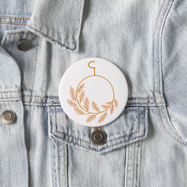 Minimalistischer botanischer Kranz modern neutral Button (Von Creator hochgeladen)