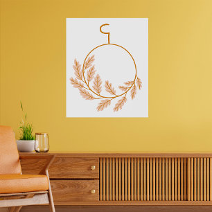 Minimalistischer botanischer Kranz modern neutral Poster