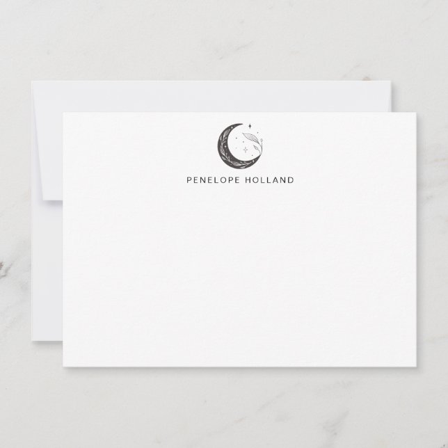Minimalistischer botanischer Mond Zeichne Personal Mitteilungskarte (Vorderseite)
