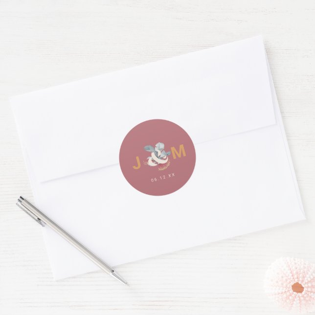 Minimalistischer Botanischer Rundsticker Runder Aufkleber (Umschlag)