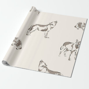 Minimalistischer brauner handgezeichneter Wolf Wil Geschenkpapier