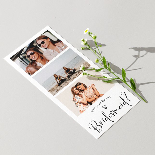 Minimalistischer Bridesmaid-Vorschlag FotoCollage Einladung (Von Creator hochgeladen)