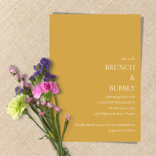 Minimalistischer Brunch Bubbly Brautparty gelb Einladung