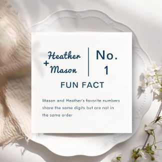 Minimalistischer Brush Couple Fun Fakten Hochzeit Serviette