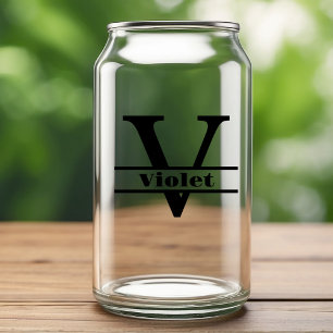 Minimalistischer Buchstabe V Monogramm und Individ Dosenglas