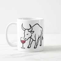 Minimalistischer Bull mit Tasse der Weingläser