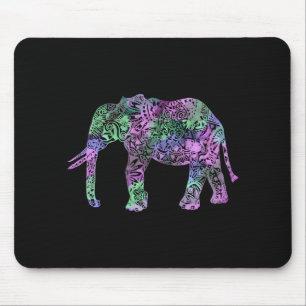 Minimalistischer, bunter Stamm-Blumenneon-Elefant Mousepad