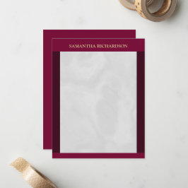 Minimalistischer Burgund und Graumarmorname Mitteilungskarte