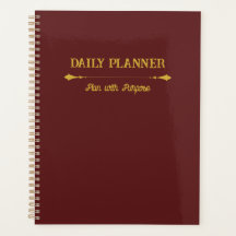 Minimalistischer Burgunder-Gold-Planer