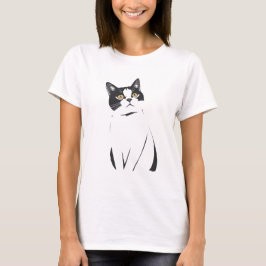 Minimalistischer Cat Line Art T - Shirt für Frauen