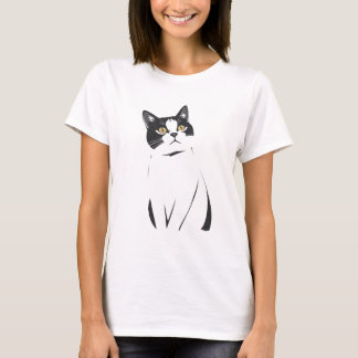 Minimalistischer Cat Line Art T - Shirt für Frauen
