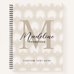 Minimalistischer Chic Beige Anahaw-Blatt Schrift M Notizbuch