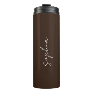 Minimalistischer Chic Brauner Schriftzug Personali Thermosbecher
