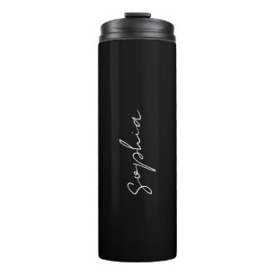 Minimalistischer Chic schwarze Schrift personalisi Thermosbecher