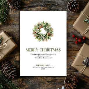 Minimalistischer Chic-Weihnachtskranz Sage Gold Sc Feiertagskarte