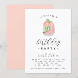 Minimalistischer Cocktail Geburtstagsparty Einladung