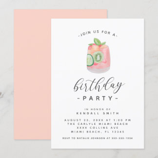 Minimalistischer Cocktail Geburtstagsparty Einladung