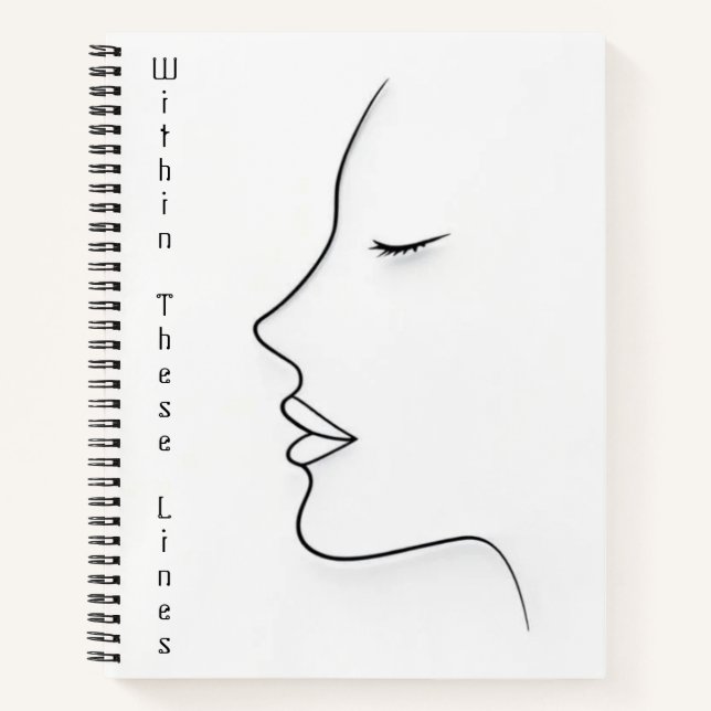 Minimalistischer Continuous-Line-Kunstplaner Notizbuch (Vorderseite)