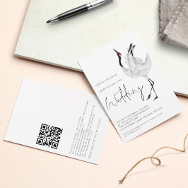 Minimalistischer Crane Bird QR Code Hochzeit Einladung