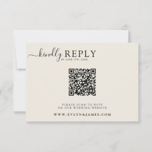 Minimalistischer Cream Milky Boho Chic QR Code Hoc RSVP Karte