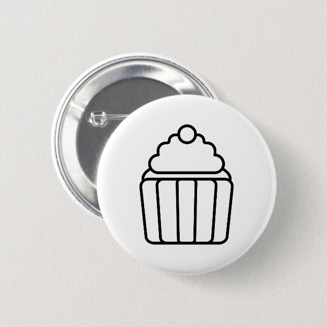 Minimalistischer Cupcake-Umriss-Button Button (Vorne & Hinten)