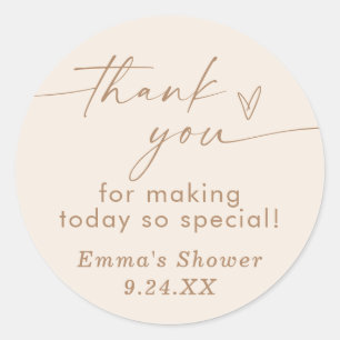 Minimalistischer Danke Favor-Sticker, modern neutr Runder Aufkleber