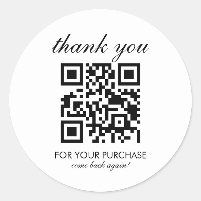 Minimalistischer Dankeschön QR-Code Script Runder Aufkleber (Vorderseite)